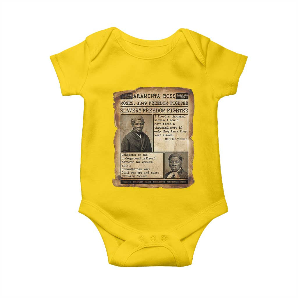 Harriet Tubman Newspaper Baby Onesie Slavery Freedom Fighter Historical