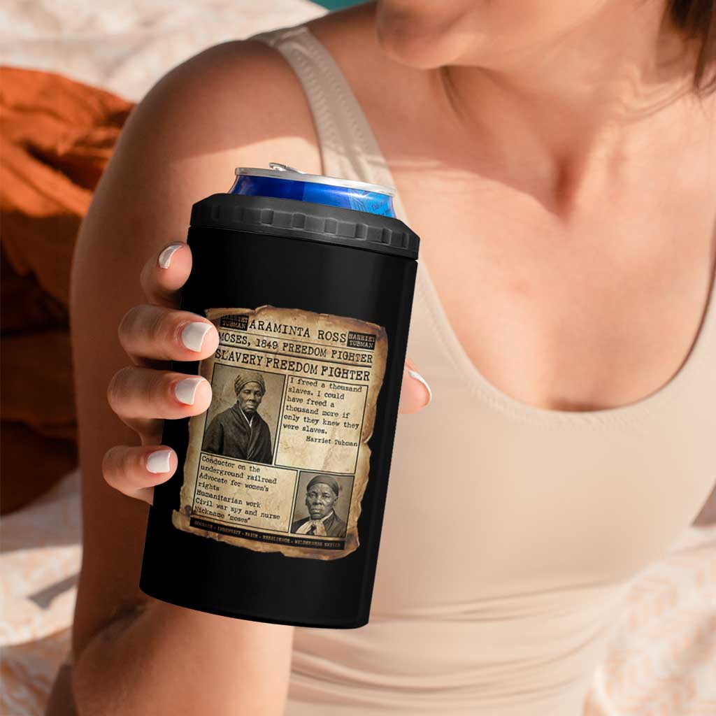 Harriet Tubman Newspaper 4 in 1 Can Cooler Tumbler Slavery Freedom Fighter Historical