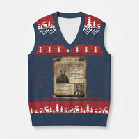 Harriet Tubman Newspaper V-Neck Knit Sweater Vest Slavery Freedom Fighter Historical