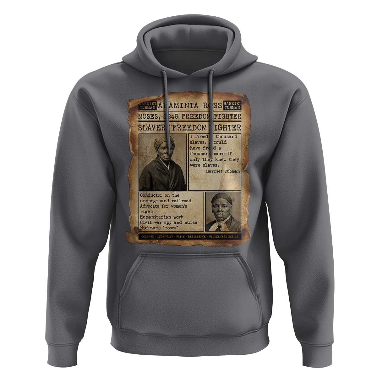 Harriet Tubman Newspaper Hoodie Slavery Freedom Fighter Historical