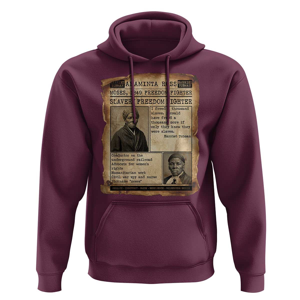 Harriet Tubman Newspaper Hoodie Slavery Freedom Fighter Historical