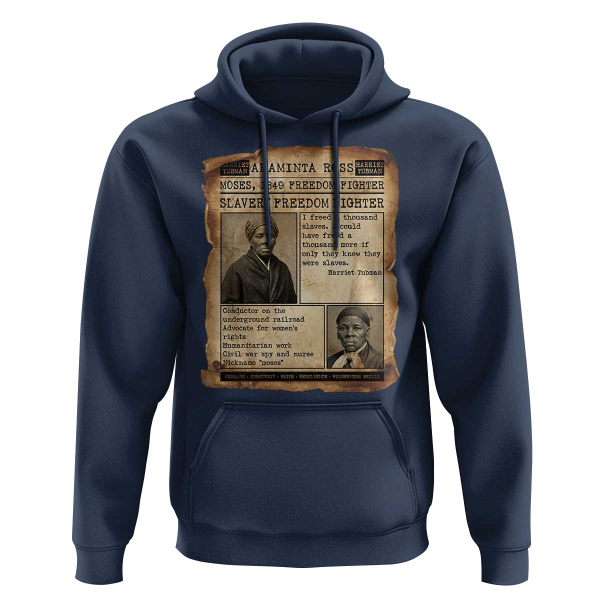 Harriet Tubman Newspaper Hoodie Slavery Freedom Fighter Historical