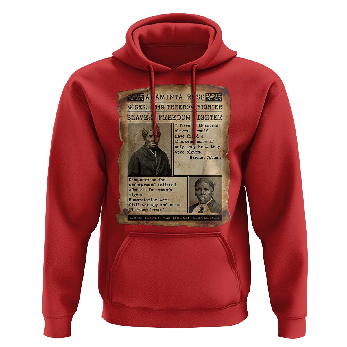 Harriet Tubman Newspaper Hoodie Slavery Freedom Fighter Historical