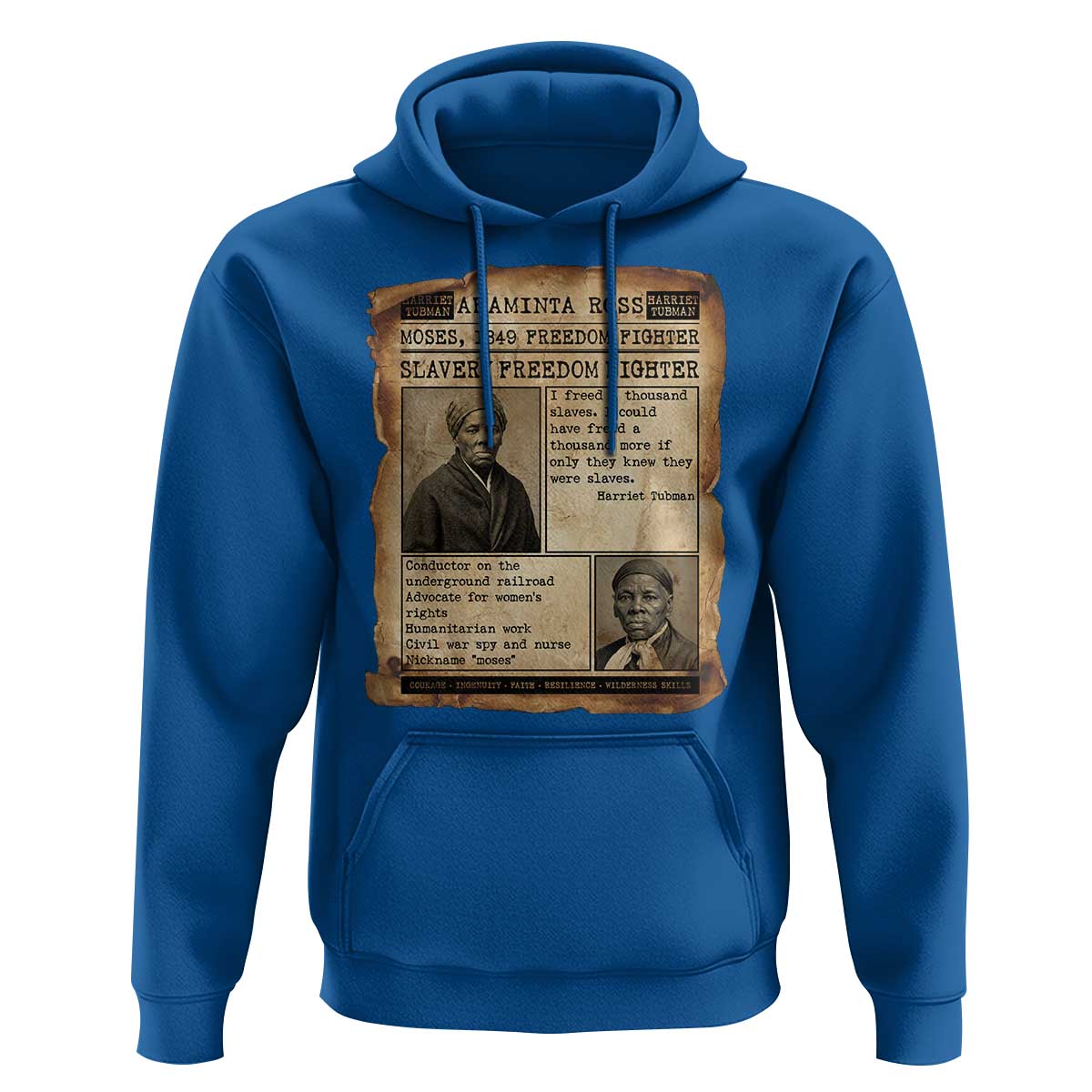 Harriet Tubman Newspaper Hoodie Slavery Freedom Fighter Historical