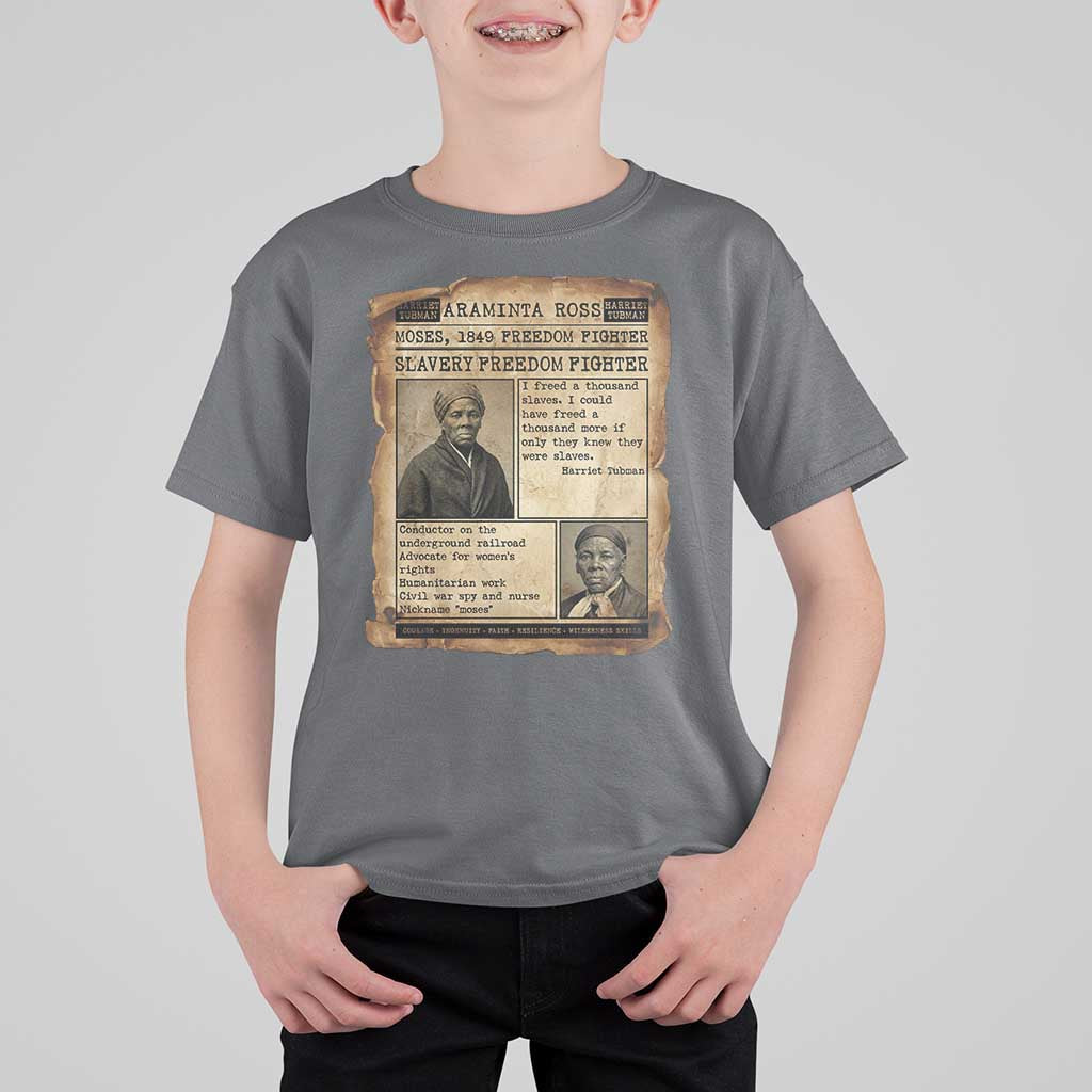 Harriet Tubman Newspaper T Shirt For Kid Slavery Freedom Fighter Historical