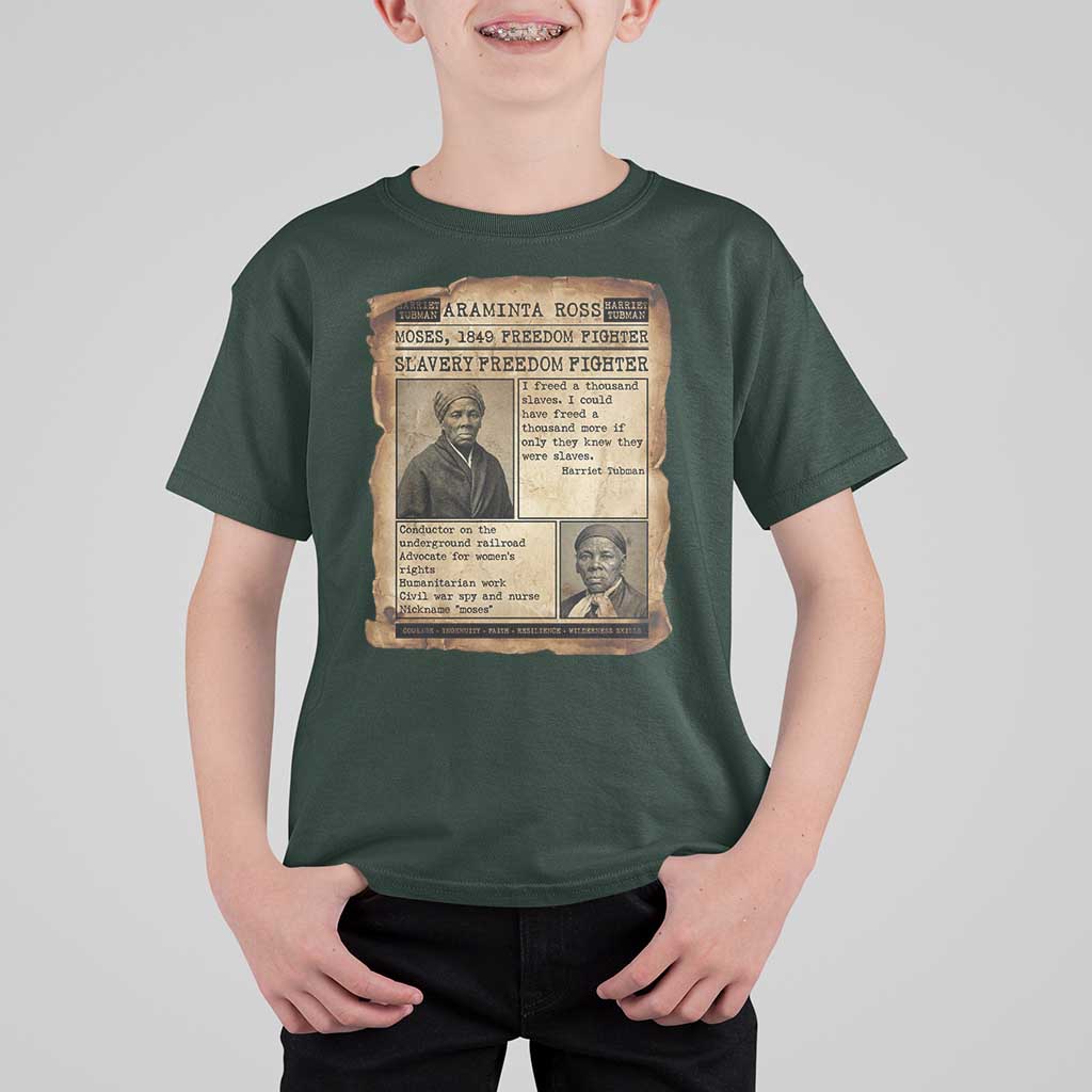 Harriet Tubman Newspaper T Shirt For Kid Slavery Freedom Fighter Historical
