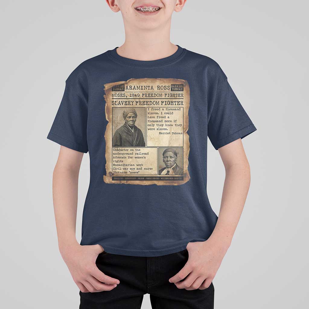Harriet Tubman Newspaper T Shirt For Kid Slavery Freedom Fighter Historical