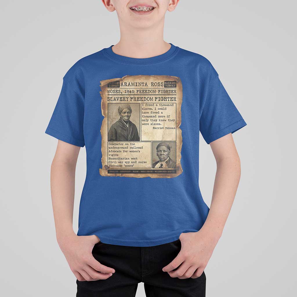 Harriet Tubman Newspaper T Shirt For Kid Slavery Freedom Fighter Historical