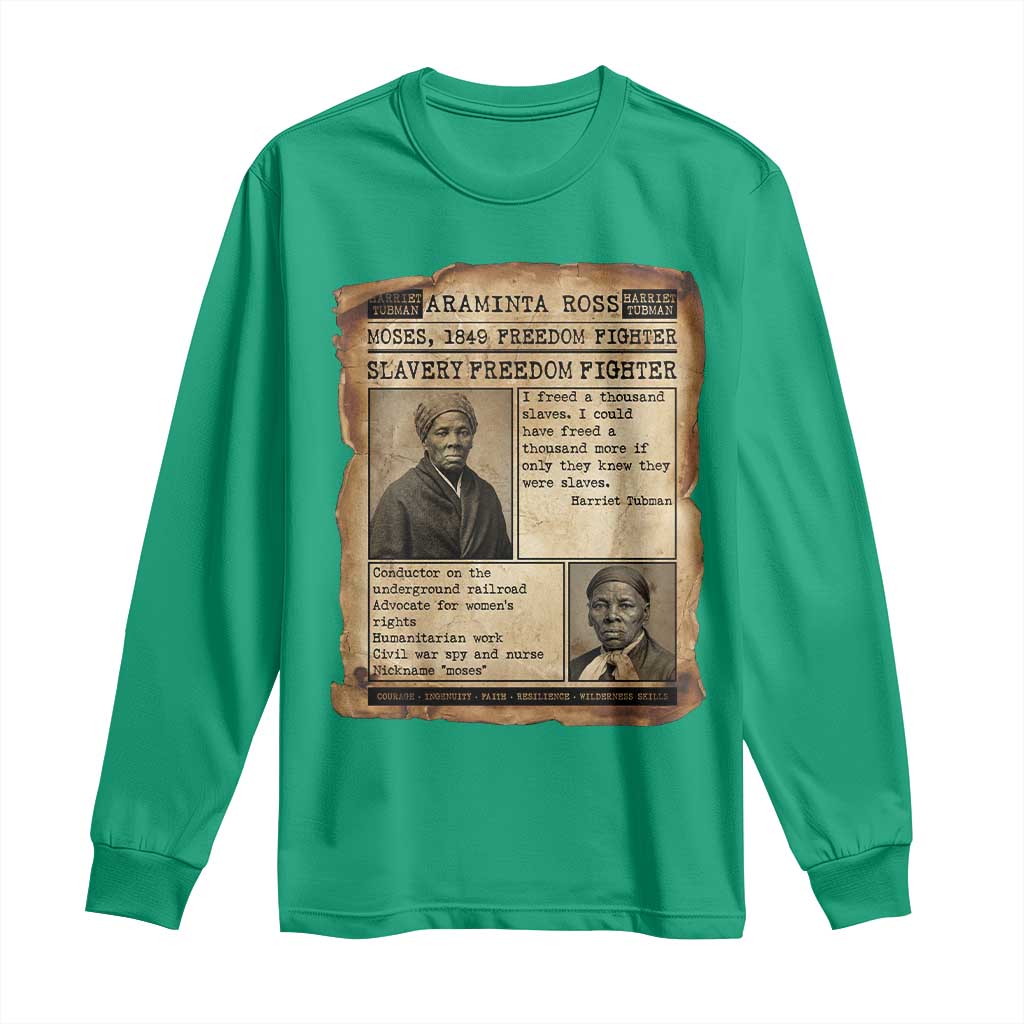 Harriet Tubman Newspaper Long Sleeve Shirt Slavery Freedom Fighter Historical