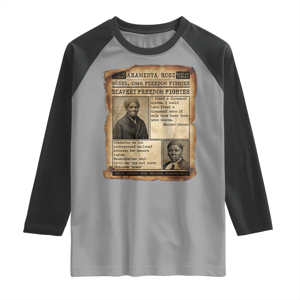 Harriet Tubman Newspaper Raglan Shirt Slavery Freedom Fighter Historical