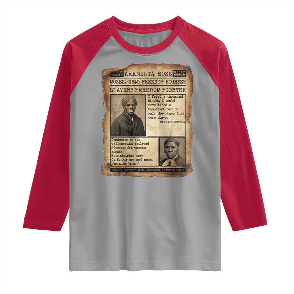 Harriet Tubman Newspaper Raglan Shirt Slavery Freedom Fighter Historical