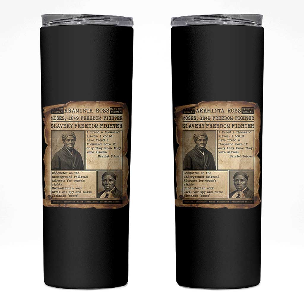 Harriet Tubman Newspaper Skinny Tumbler Slavery Freedom Fighter Historical
