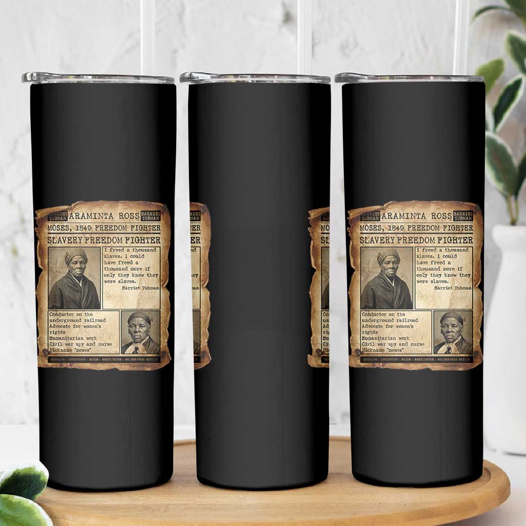 Harriet Tubman Newspaper Skinny Tumbler Slavery Freedom Fighter Historical