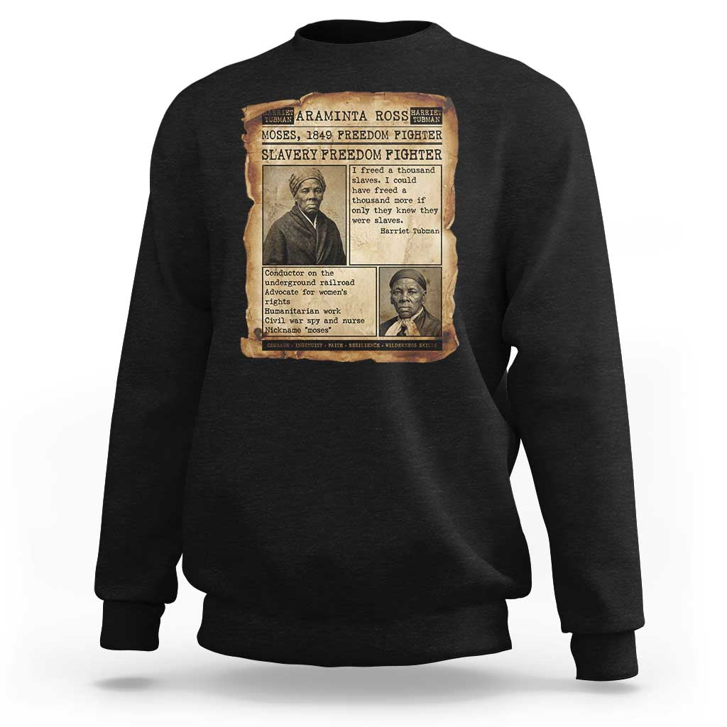Harriet Tubman Newspaper Sweatshirt Slavery Freedom Fighter Historical