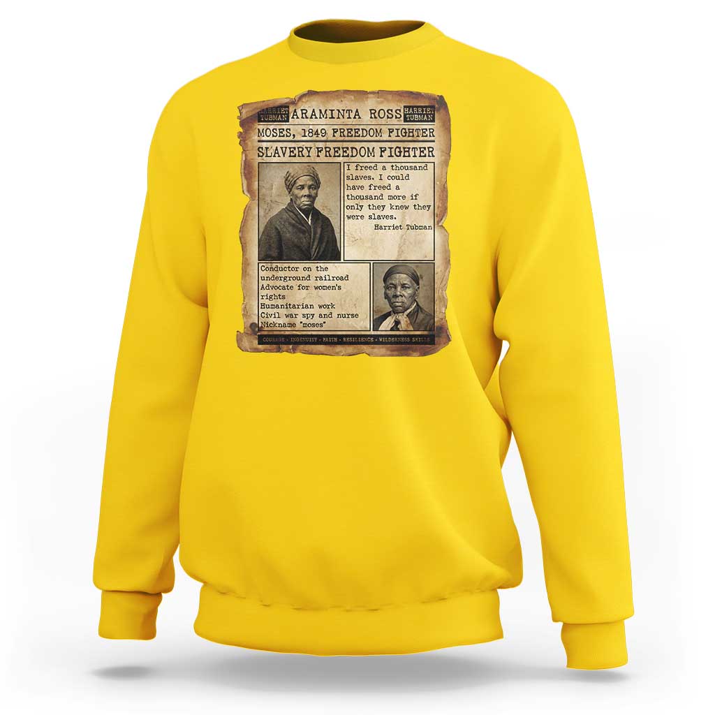 Harriet Tubman Newspaper Sweatshirt Slavery Freedom Fighter Historical