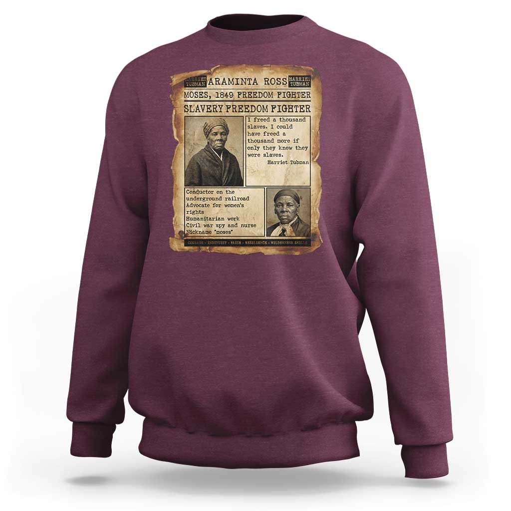 Harriet Tubman Newspaper Sweatshirt Slavery Freedom Fighter Historical