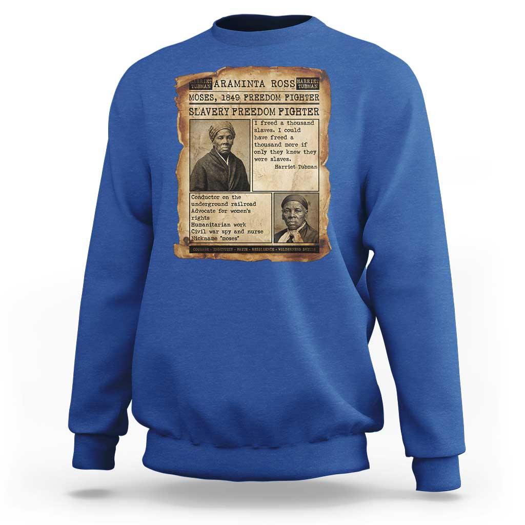 Harriet Tubman Newspaper Sweatshirt Slavery Freedom Fighter Historical