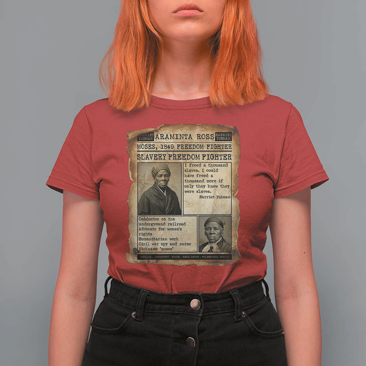 Harriet Tubman Newspaper T Shirt For Women Slavery Freedom Fighter Historical