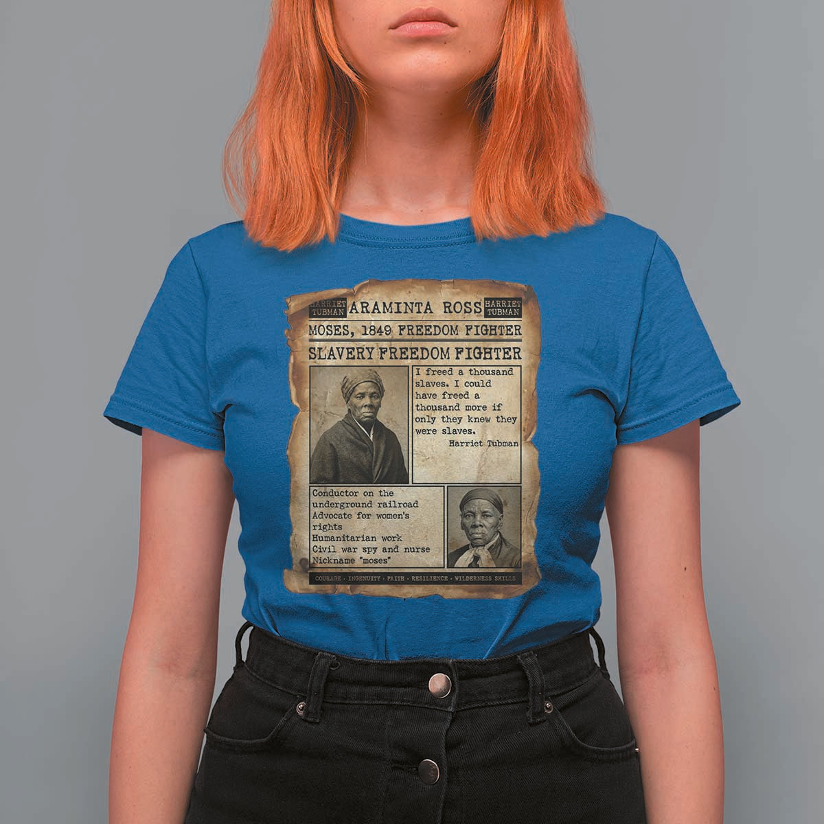 Harriet Tubman Newspaper T Shirt For Women Slavery Freedom Fighter Historical