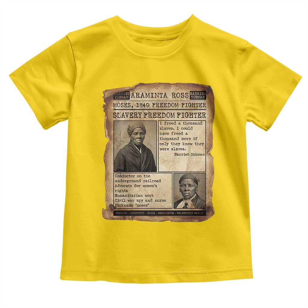 Harriet Tubman Newspaper Toddler T Shirt Slavery Freedom Fighter Historical