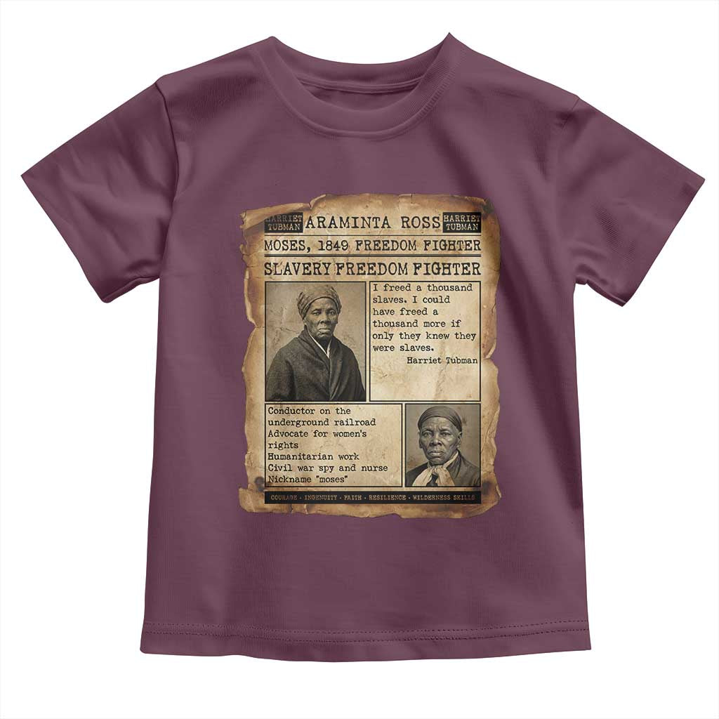 Harriet Tubman Newspaper Toddler T Shirt Slavery Freedom Fighter Historical