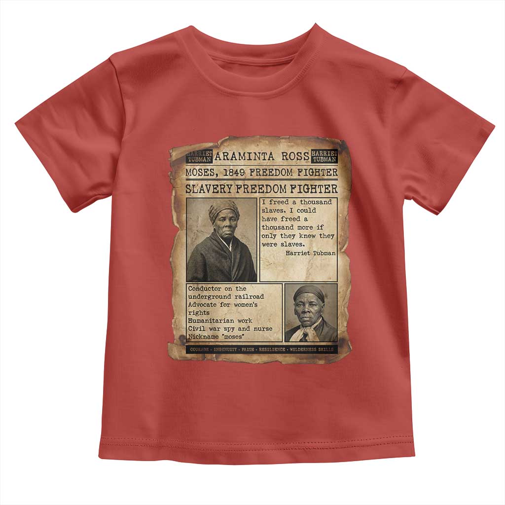 Harriet Tubman Newspaper Toddler T Shirt Slavery Freedom Fighter Historical