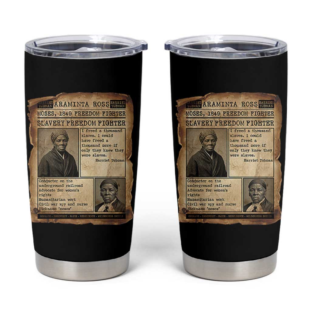 Harriet Tubman Newspaper Tumbler Cup Slavery Freedom Fighter Historical