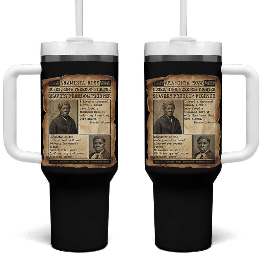 Harriet Tubman Newspaper Tumbler With Handle Slavery Freedom Fighter Historical