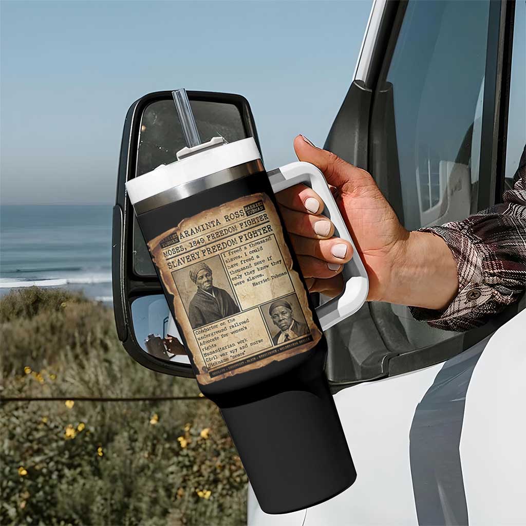 Harriet Tubman Newspaper Tumbler With Handle Slavery Freedom Fighter Historical