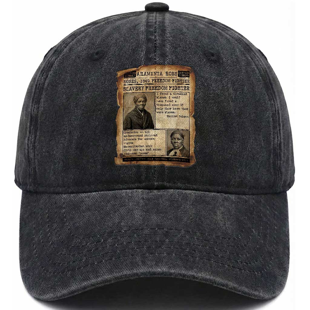 Harriet Tubman Newspaper Washed Cotton Baseball Cap Slavery Freedom Fighter Historical