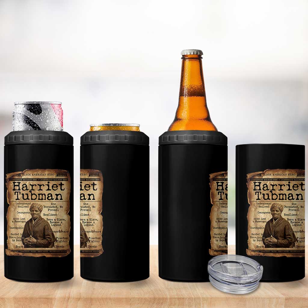 The Underground Railroad Hero 4 in 1 Can Cooler Tumbler Harriet Tubman Slavery Freedom Fighter Gift