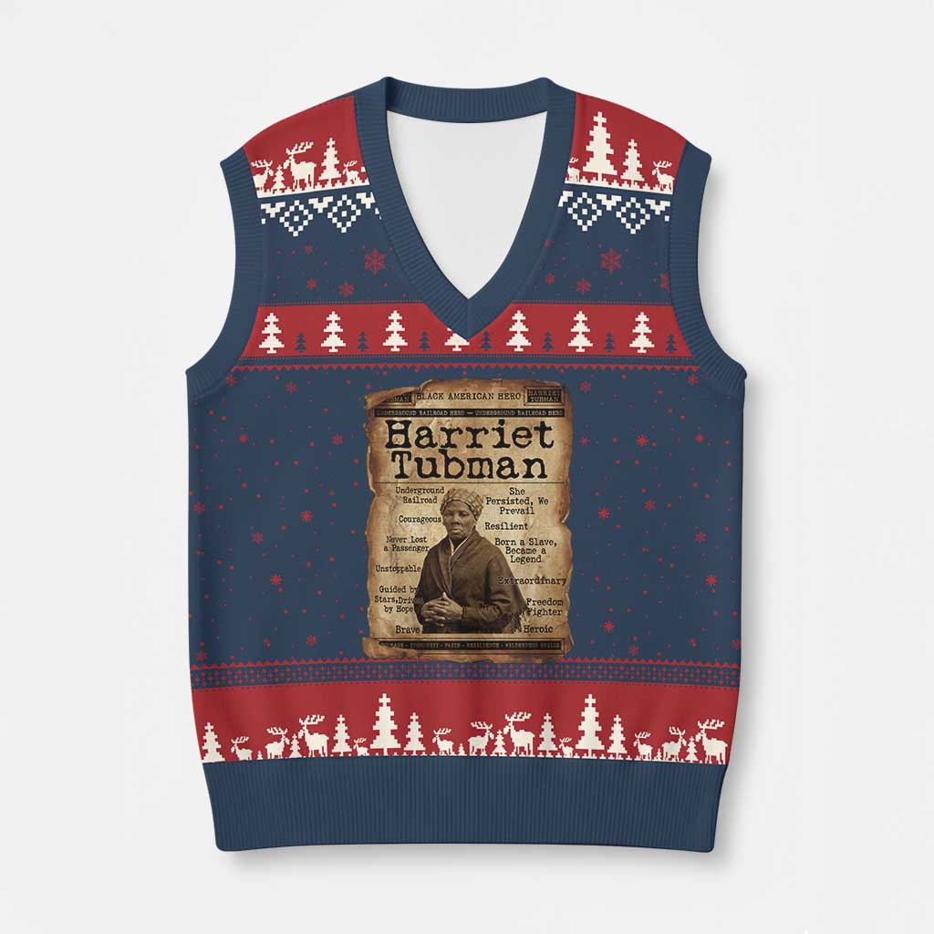 The Underground Railroad Hero V-Neck Knit Sweater Vest Harriet Tubman Slavery Freedom Fighter Gift