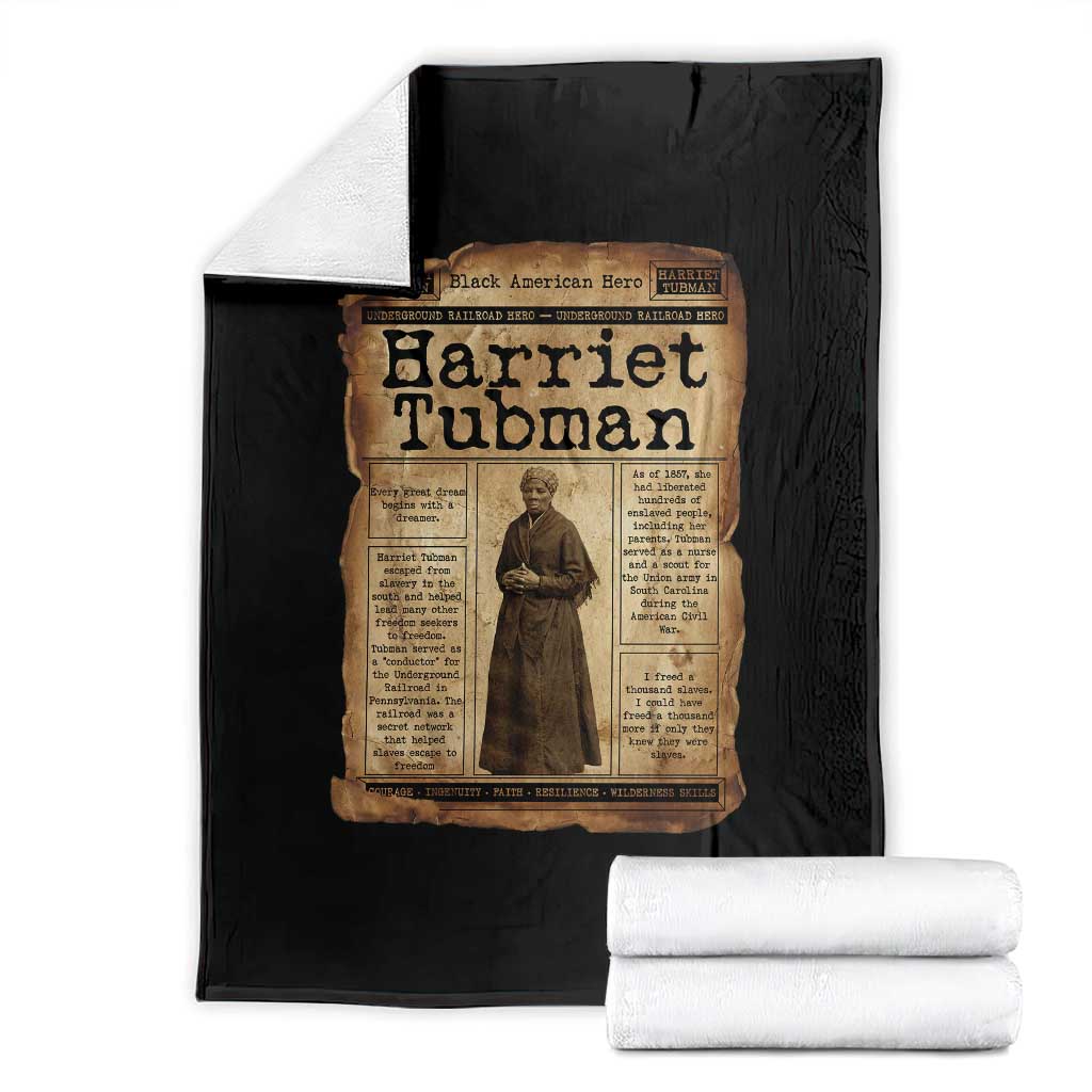 Harriet Tubman Newspaper Throw Blanket Strong Black Woman Leader Gift - Wonder Print Shop