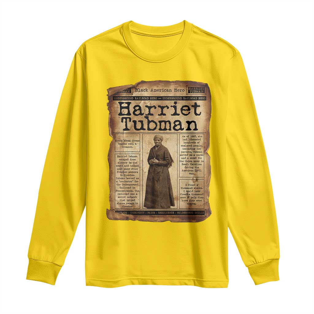 Harriet Tubman Newspaper Long Sleeve Shirt Strong Black Woman Leader Gift