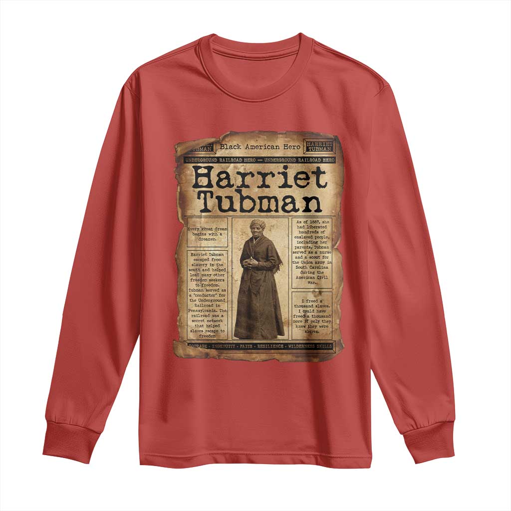 Harriet Tubman Newspaper Long Sleeve Shirt Strong Black Woman Leader Gift