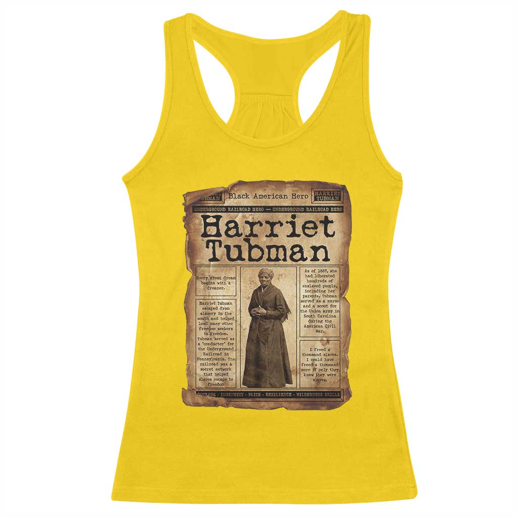 Harriet Tubman Newspaper Racerback Tank Top Strong Black Woman Leader Gift