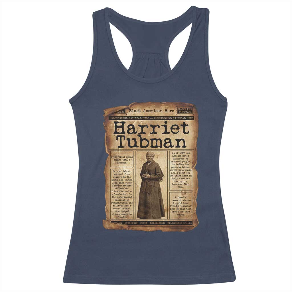 Harriet Tubman Newspaper Racerback Tank Top Strong Black Woman Leader Gift