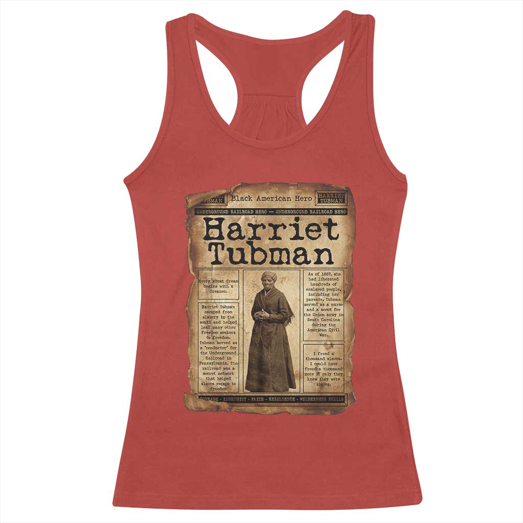 Harriet Tubman Newspaper Racerback Tank Top Strong Black Woman Leader Gift