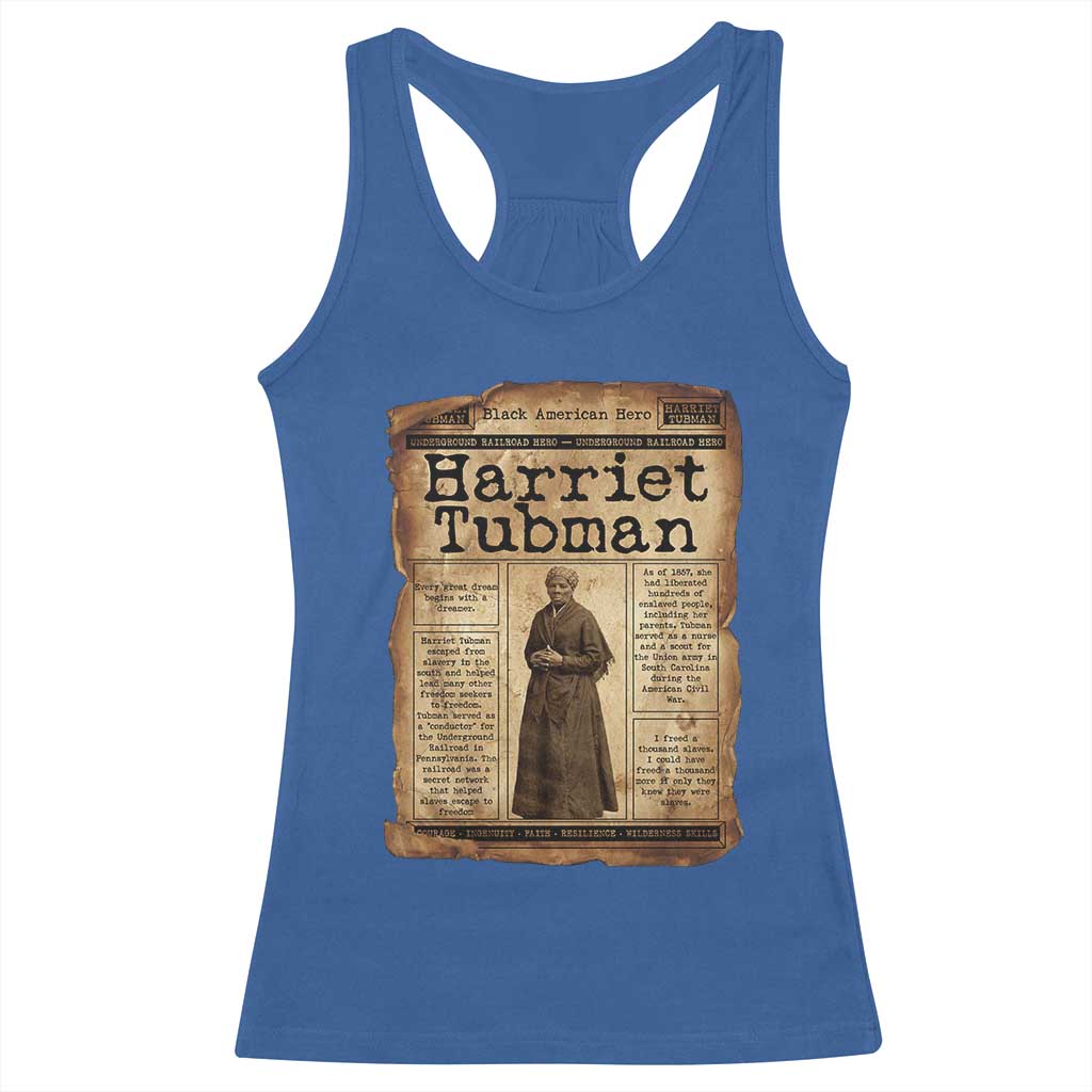 Harriet Tubman Newspaper Racerback Tank Top Strong Black Woman Leader Gift