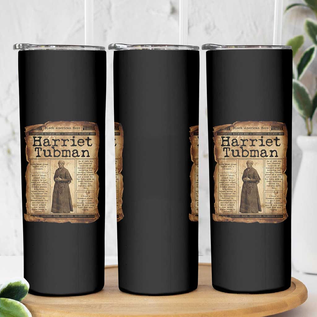 Harriet Tubman Newspaper Skinny Tumbler Strong Black Woman Leader Gift