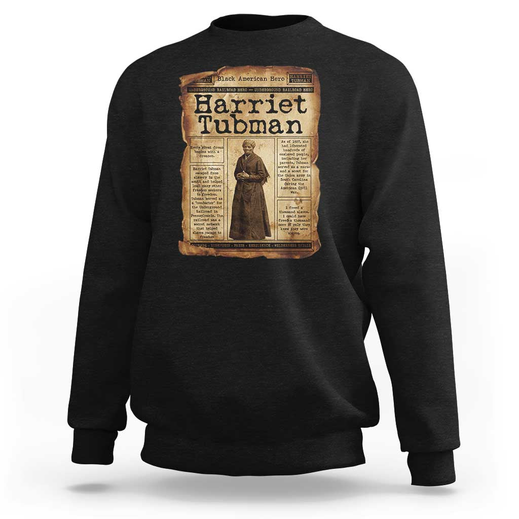 Harriet Tubman Newspaper Sweatshirt Strong Black Woman Leader Gift - Wonder Print Shop
