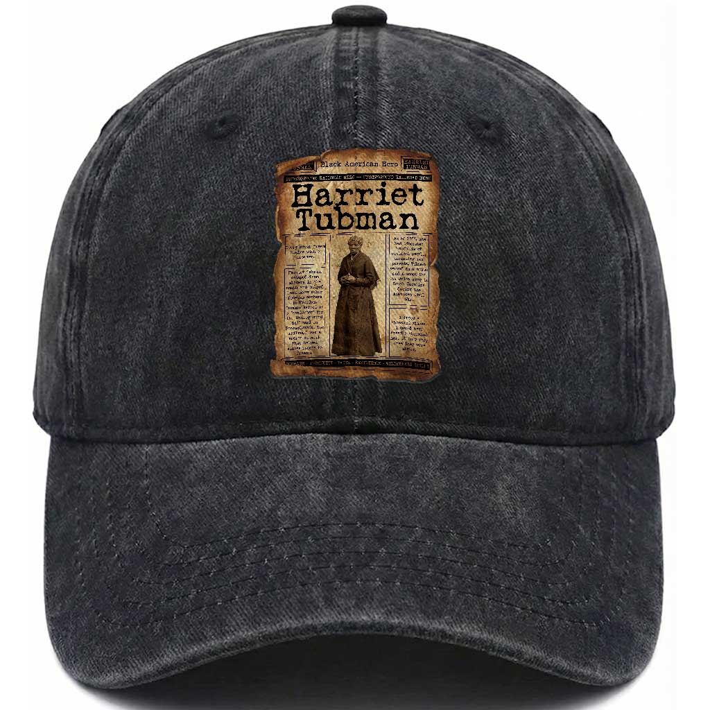 Harriet Tubman Newspaper Washed Cotton Baseball Cap Strong Black Woman Leader Gift