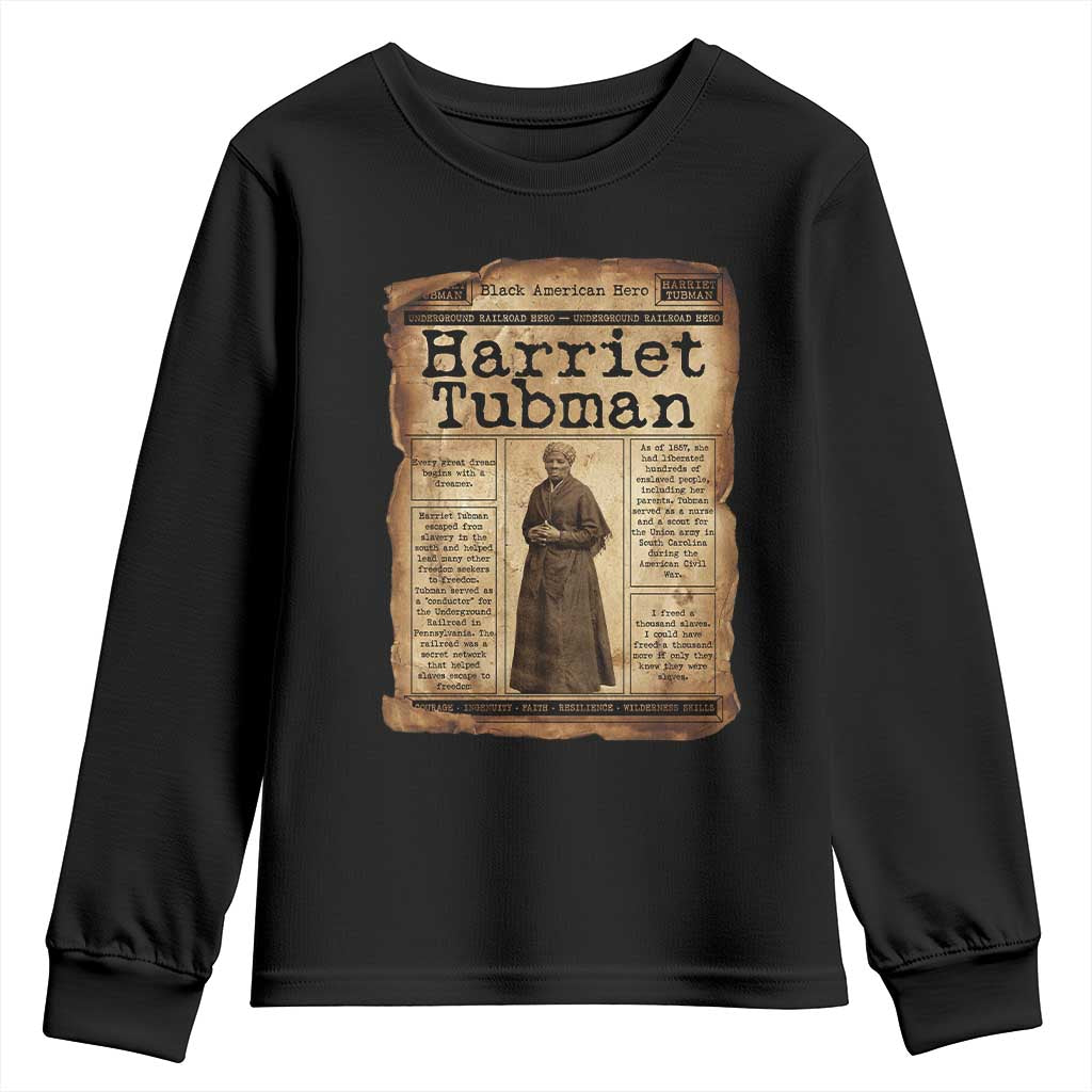 Harriet Tubman Newspaper Youth Sweatshirt Strong Black Woman Leader Gift - Wonder Print Shop