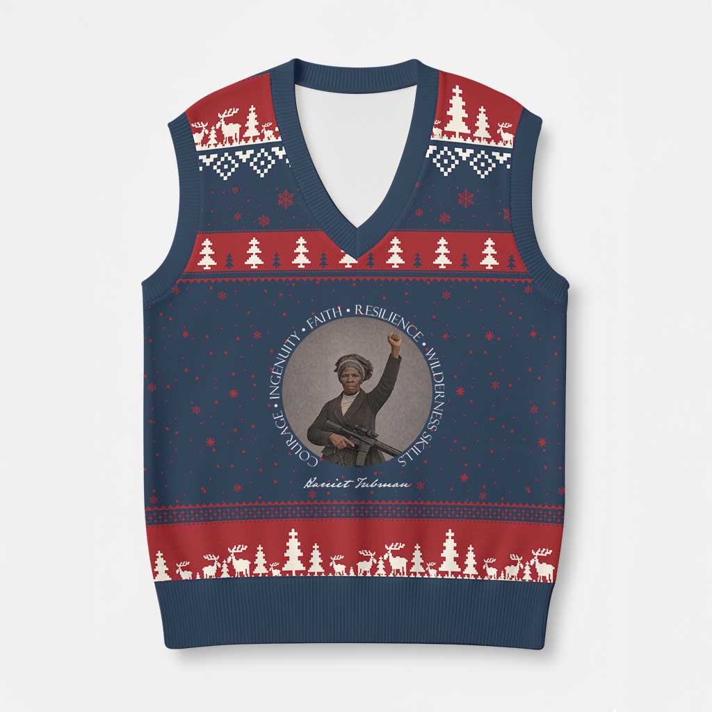 Harriet Tubman Leadership V-Neck Knit Sweater Vest Feminist History Gift