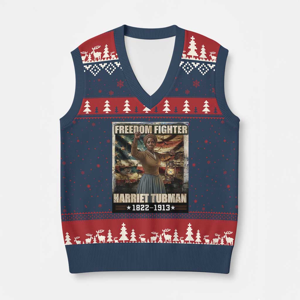 Harriet Tubman V-Neck Knit Sweater Vest Black History African American Leader Gift