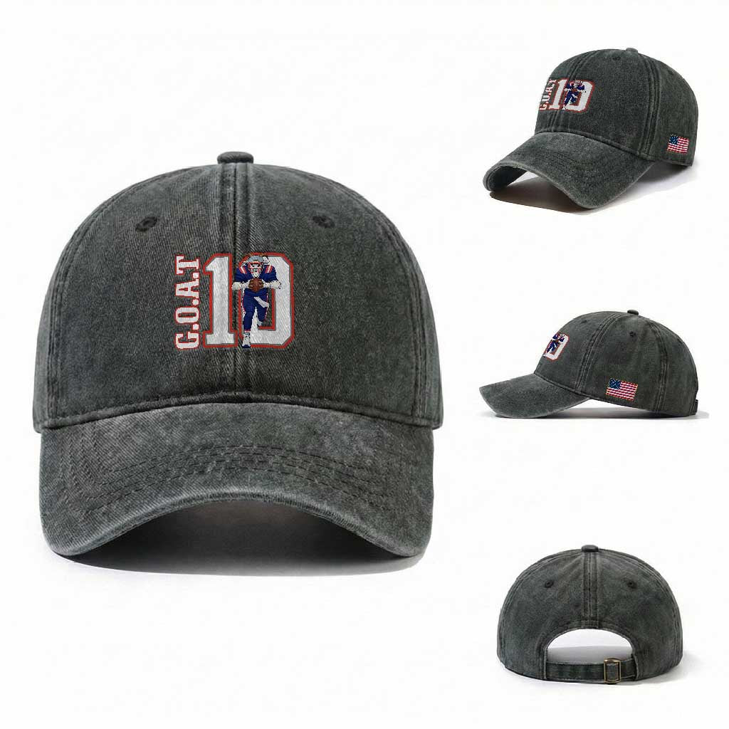 Number Ten Football Quarterback Fan Washed Cotton Baseball Cap