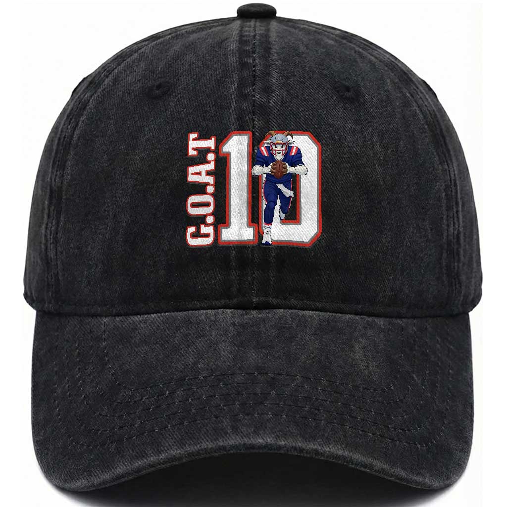 Number Ten Football Quarterback Fan Washed Cotton Baseball Cap