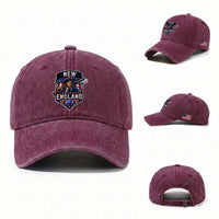 Red Blue White Sport Fan Washed Cotton Baseball Cap Football Lover Gift