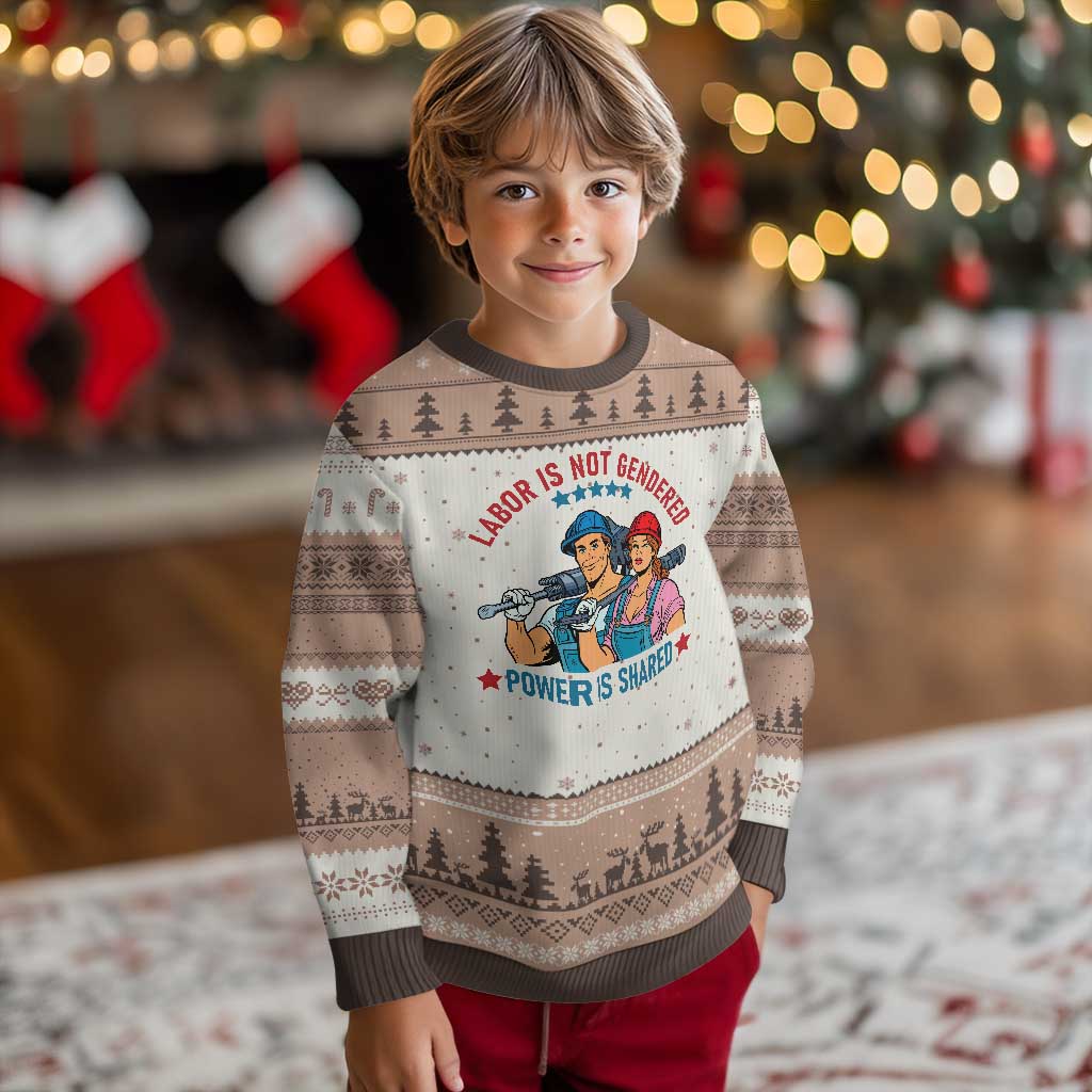 Labor Day Union Strong Feminism Ugly Christmas Sweater Labor Is Not Gendered Power Is Shared