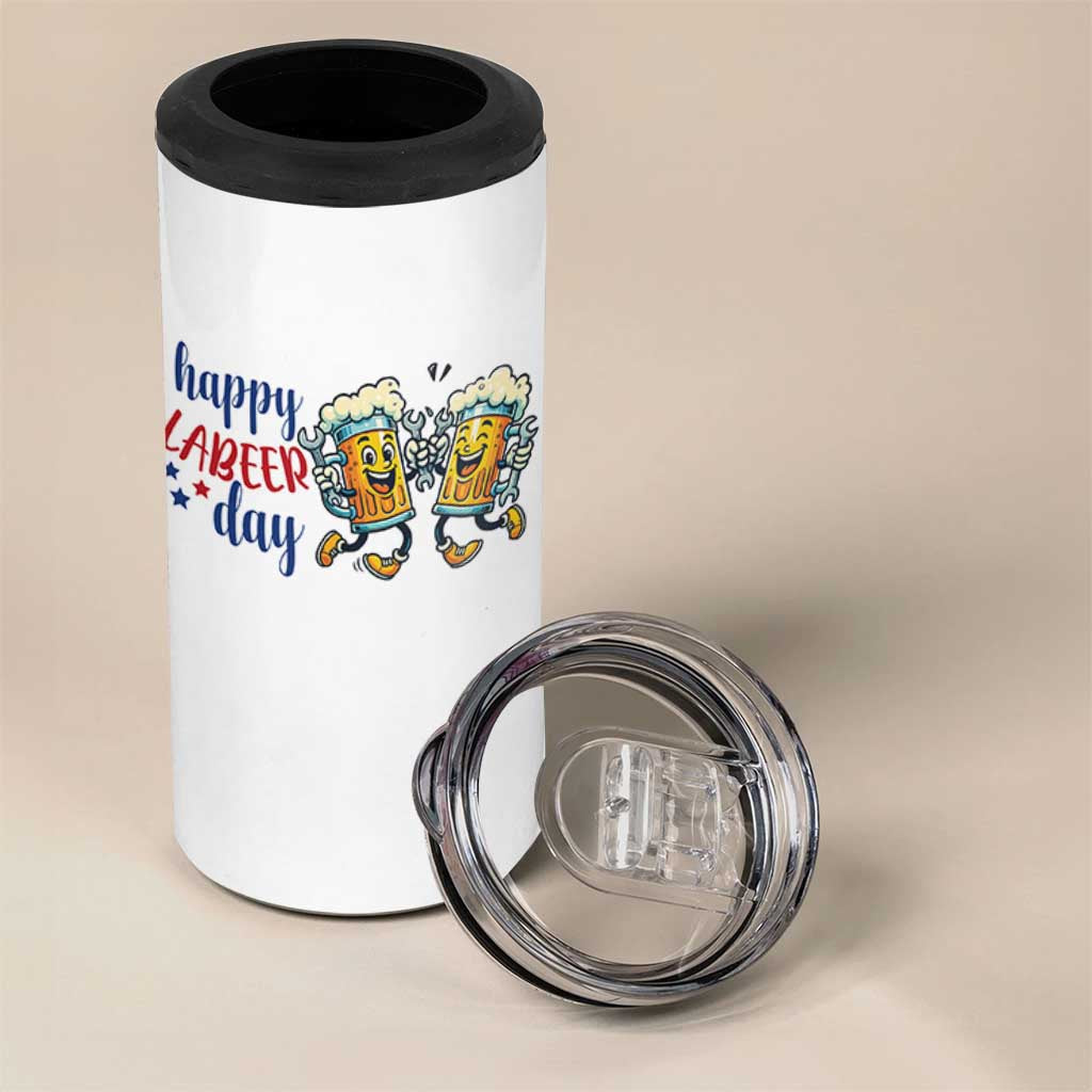 Happy Labeer Day 4 in 1 Can Cooler Tumbler Funny Labor Day Beer Union Worker Humor